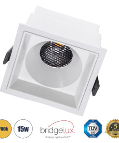 GloboStar® GloboStar® PLUTO-B 60279 Χωνευτό LED Spot Downlight TrimLess Μ10.4xΠ10.4cm 15W 1875lm 38° AC 220-240V IP20 Μ10.4 x Π10.4 x Υ6.5cm - Τετράγωνο - Λευκό & Anti-Glare HoneyComb - Θερμό Λευκό 2700K - Bridgelux COB - 5 Years Warranty