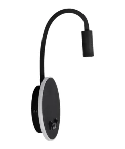 GLOBOSTAR® GOOSE 61695 Μοντέρνο Φωτιστικό Τοίχου - Απλίκα Ξενοδοχείου Reading Light με Φορτιστή USB 3A LED 6W 600lm 36° & 360° AC 220-240V IP20 Θερμό Λευκό 2700K - Bridgelux COB Chip & TÜV SÜD Driver - Μαύρο Ματ - Μ15.5 x Π22.5 x Υ30cm - 3 Χρόνια Εγγύηση 13 61695 3