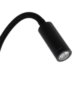 GLOBOSTAR® GOOSE 61695 Μοντέρνο Φωτιστικό Τοίχου - Απλίκα Ξενοδοχείου Reading Light με Φορτιστή USB 3A LED 6W 600lm 36° & 360° AC 220-240V IP20 Θερμό Λευκό 2700K - Bridgelux COB Chip & TÜV SÜD Driver - Μαύρο Ματ - Μ15.5 x Π22.5 x Υ30cm - 3 Χρόνια Εγγύηση 14 61695 4