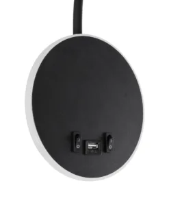 GLOBOSTAR® GOOSE 61695 Μοντέρνο Φωτιστικό Τοίχου - Απλίκα Ξενοδοχείου Reading Light με Φορτιστή USB 3A LED 6W 600lm 36° & 360° AC 220-240V IP20 Θερμό Λευκό 2700K - Bridgelux COB Chip & TÜV SÜD Driver - Μαύρο Ματ - Μ15.5 x Π22.5 x Υ30cm - 3 Χρόνια Εγγύηση 15 61695 5