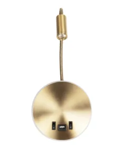 Alternative view of GLOBOSTAR® GOOSE 61697 Μοντέρνο Φωτιστικό Τοίχου - Απλίκα Ξενοδοχείου Reading Light με Φορτιστή USB 3A LED 6W 600lm 36° & 360° AC 220-240V IP20 Θερμό Λευκό 2700K - Bridgelux COB Chip & TÜV SÜD Driver - Χρυσό Βούρτσας - Μ15.5 x Π22.5 x Υ30cm - 3 Χρόνια Εγγύηση