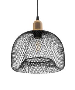 GloboStar® GLOBOSTAR® GLOZIA 201-0018 Μοντέρνο Κρεμαστό Φωτιστικό Οροφής με Ντουί 1 x E27 AC 220-240V IP20 - Μαύρο & Χρυσό - Μ25 x Π25 x Υ26cm