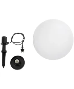 GLOBOSTAR® AGROS 61709 Φωτιστικό Κήπου / Καρφωτό με Ντουί 1 x E27 AC 220-240V Αδιάβροχο IP65 - Λευκό & Μάυρο - Μ40 x Π40 x Υ74cm 13 61709 7