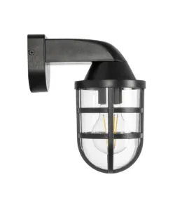 GLOBOSTAR® AGRE 61711 Φωτιστικό Τοίχου - Απλίκα Κήπου με Ντουί 1 x E27 AC 220-240V Αδιάβροχο IP65 - Μάυρο - Μ18 x Π11.5 x Υ22cm 11 61711 4