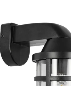 GLOBOSTAR® AGRE 61711 Φωτιστικό Τοίχου - Απλίκα Κήπου με Ντουί 1 x E27 AC 220-240V Αδιάβροχο IP65 - Μάυρο - Μ18 x Π11.5 x Υ22cm 12 61711 5