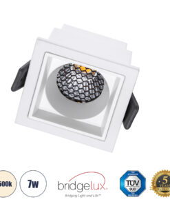GloboStar® GloboStar® PLUTO-S 60266 Χωνευτό LED Spot Downlight TrimLess Μ6.4xΠ6.4cm 7W 910lm 38° AC 220-240V IP20 Μ6.4 x Π6.4 x Υ4.9cm - Τετράγωνο - Λευκό & Anti-Glare HoneyComb - Φυσικό Λευκό 4500K - Bridgelux COB - 5 Years Warranty