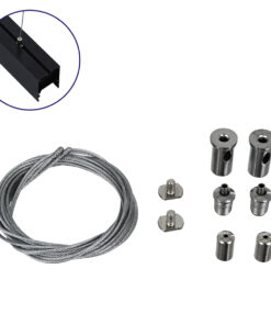 GloboStar® GloboStar® PROFILE-PART 70899 Σετ Κρέμασης για Προφίλ Αλουμινίου - Κρεμαστή Χρήση - Ασημί - 2 Ντίζες των 2 Μέτρων - Μ200cm