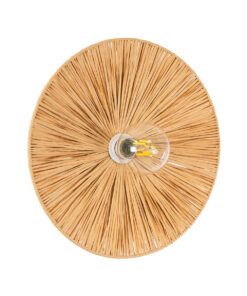 GloboStar® GloboStar® COLOMBO 02277 Boho Επιτοίχιο Φωτιστικό Απλίκα Μονόφωτο 1 x E27 IP20 Μπεζ Raffia - Μ40 x Π40 x Υ9cm