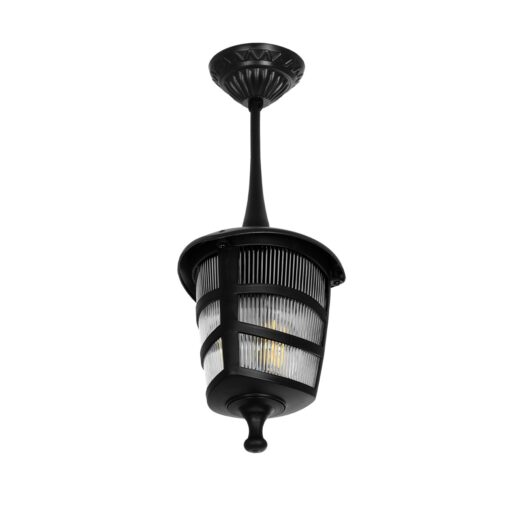 GloboStar® GloboStar® ZARDIN 203-0204 Vintage Κρεμαστό Φωτιστικό Φαναράκι Μονόφωτο 1 x E27 IP44 Μαύρο Πλαστικό - Μ17 x Π17 x Υ22cm