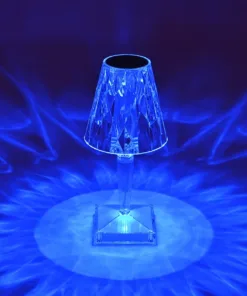 GLOBOSTAR® CRYSTAL 62042 Μοντέρνο Επιτραπέζιο Φωτιστικό Πορτατίφ LED 1W 100lm 360° DC 5V USB-C με Επαναφορτιζόμενη Μπαταρία Li-ion 3.7V 1600mAh IP44 Πολύχρωμο RGBW με Χειριστήριο Dimmable - Sanan SMD Chip - Διάφανο - Μ11.5 x Π11.5 x Υ25.5cm - 3 Χρόνια Εγγύηση 23 62042 12