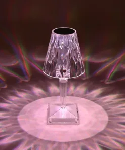 GLOBOSTAR® CRYSTAL 62042 Μοντέρνο Επιτραπέζιο Φωτιστικό Πορτατίφ LED 1W 100lm 360° DC 5V USB-C με Επαναφορτιζόμενη Μπαταρία Li-ion 3.7V 1600mAh IP44 Πολύχρωμο RGBW με Χειριστήριο Dimmable - Sanan SMD Chip - Διάφανο - Μ11.5 x Π11.5 x Υ25.5cm - 3 Χρόνια Εγγύηση 24 62042 13