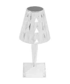 GloboStar® GLOBOSTAR® CRYSTAL 62042 Μοντέρνο Επιτραπέζιο Φωτιστικό Πορτατίφ LED 1W 100lm 360° DC 5V USB-C με Επαναφορτιζόμενη Μπαταρία Li-ion 3.7V 1600mAh IP44 Πολύχρωμο RGBW με Χειριστήριο Dimmable - Sanan SMD Chip - Διάφανο - Μ11.5 x Π11.5 x Υ25.5cm - 3 Χρόνια Εγγύηση