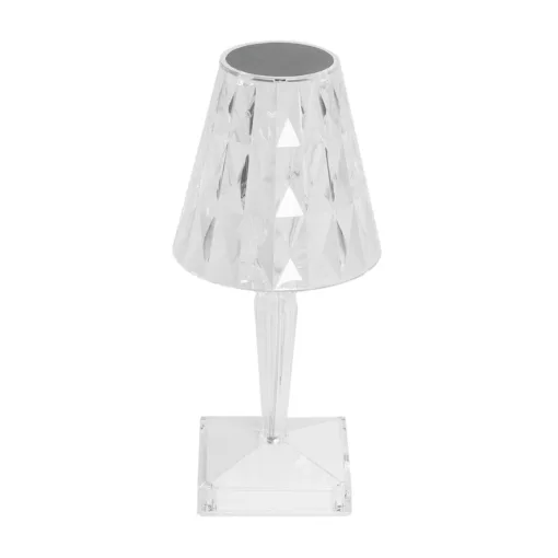 GloboStar® GLOBOSTAR® CRYSTAL 62042 Μοντέρνο Επιτραπέζιο Φωτιστικό Πορτατίφ LED 1W 100lm 360° DC 5V USB-C με Επαναφορτιζόμενη Μπαταρία Li-ion 3.7V 1600mAh IP44 Πολύχρωμο RGBW με Χειριστήριο Dimmable - Sanan SMD Chip - Διάφανο - Μ11.5 x Π11.5 x Υ25.5cm - 3 Χρόνια Εγγύηση