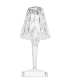 GLOBOSTAR® CRYSTAL 62042 Μοντέρνο Επιτραπέζιο Φωτιστικό Πορτατίφ LED 1W 100lm 360° DC 5V USB-C με Επαναφορτιζόμενη Μπαταρία Li-ion 3.7V 1600mAh IP44 Πολύχρωμο RGBW με Χειριστήριο Dimmable - Sanan SMD Chip - Διάφανο - Μ11.5 x Π11.5 x Υ25.5cm - 3 Χρόνια Εγγύηση 15 62042 4