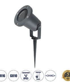 GloboStar® GloboStar® GARDELINI 61482 Καρφωτό Κινούμενο Φωτιστικό Σποτ Κήπου με Ντουί 1 x GU10 VDE Certified AC 220-240V Αδιάβροχο IP65 - Σώμα Αλουμινίου & Υψηλής Αντοχής Tempered Glass & Μ40cm VDE Καλώδιο Σύνδεσης - Φ10 x Υ30cm - Γκρι Ανθρακί - 5 Χρόνια Εγγύηση