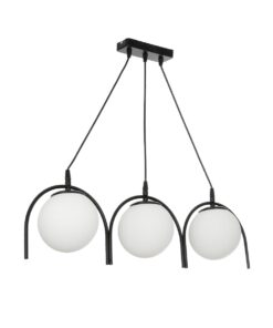 GloboStar® GLOBOSTAR® FLASHO 201-0111 Vintage Κρεμαστό Φωτιστικό Οροφής με Ντουί 3 x E27 AC 220-240V IP20 - Μαύρο & Λευκό - Μ73 x Π15 x Υ23cm