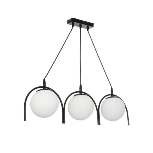 GloboStar® GLOBOSTAR® FLASHO 201-0111 Vintage Κρεμαστό Φωτιστικό Οροφής με Ντουί 3 x E27 AC 220-240V IP20 - Μαύρο & Λευκό - Μ73 x Π15 x Υ23cm