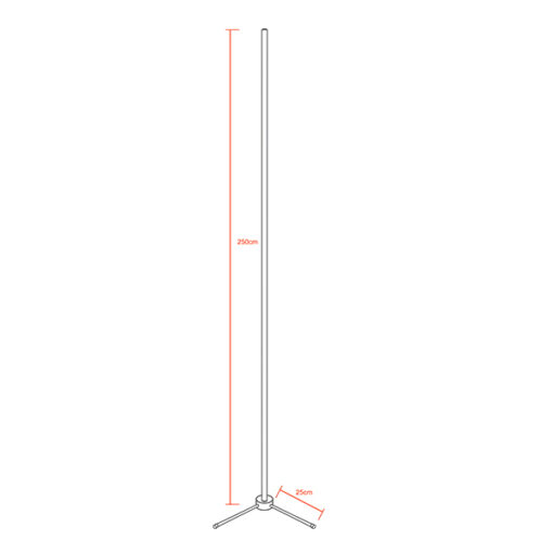 GloboStar® Μοντέρνο Minimal Επιδαπέδιο Μαύρο Φωτιστικό 250cm LED 40 Watt με Ασύρματο Χειριστήριο RF & Dimmer Φυσικό Λευκό 4500k GloboStar ALIEN Design GLOBO-250-2