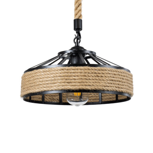 GloboStar® GLOBOSTAR® SAHARA 01146 Boho Κρεμαστό Φωτιστικό Οροφής με Ντουί 1 x E27 AC 220-240V IP20 - Μπεζ & Μαύρο - Μ31 x Π31 x Υ14cm