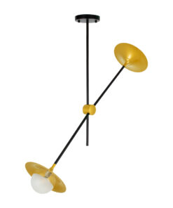 GloboStar® GloboStar® JOLIET 00778 Μοντέρνο Φωτιστικό Οροφής Πλέγμα Δίφωτο 2 x G9 IP20 Μαύρο & Χρυσό Μέταλλο - Μ93 x Π20 x Υ100cm