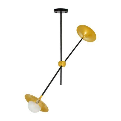 GloboStar® GloboStar® JOLIET 00778 Μοντέρνο Φωτιστικό Οροφής Πλέγμα Δίφωτο 2 x G9 IP20 Μαύρο & Χρυσό Μέταλλο - Μ93 x Π20 x Υ100cm