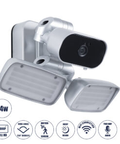 GloboStar® GloboStar® 86043 Προβολέας LED SMD 24W 2160lm με IP Camera 1080P 2MP WiFi 150° Μοιρών - AC 230V - με Αισθητήρα Ημέρας-Νύχτας & Ρύθμιση Χρόνου Ανάμματος - Αδιάβροχος IP66 Ψυχρό Λευκό 6000K - Ασημί