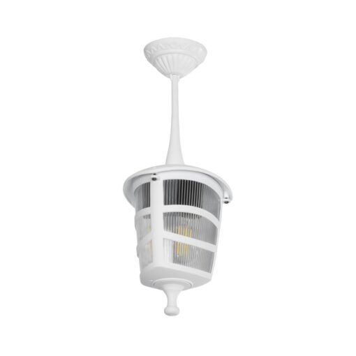 GloboStar® GloboStar® ZARDIN 203-0237 Vintage Κρεμαστό Φωτιστικό Φαναράκι Μονόφωτο 1 x E27 IP44 Λευκό Πλαστικό - Μ17 x Π17 x Υ22cm
