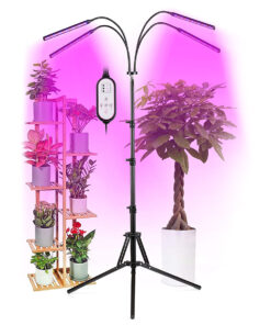 GloboStar® GloboStar® 85956 Grow Light Full Spectrum LED Φωτιστικό Ανάπτυξης Φυτών Γλάστρας με 4 Κινούμενες Κεφαλές & Τρίποδο 150cm SMD 2835 20W 180° AC230V IP20 με Dimmer & Timer Εσωτερικού Χώρου για Κάλυψη Επιφάνειας 1m x 1m Πλήρους Φάσματος Φωτισμού