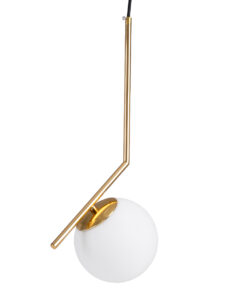 GloboStar® GLOBOSTAR® MONROE 00958 Μοντέρνο Κρεμαστό Φωτιστικό Οροφής με Ντουί 1 x E27 AC 220-240V IP20 - Χρυσό Πλατίνα & Λευκό - Μ15 x Π15 x Υ49cm