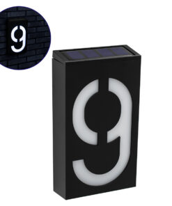 GloboStar® GloboStar® 71519 Αυτόνομο Ηλιακό Φωτιστικό LED SMD 1W 100lm με Ενσωματωμένη Μπαταρία 1000mAh - Φωτοβολταϊκό Πάνελ με Αισθητήρα Ημέρας-Νύχτας για Αρίθμηση Δρόμου με Αριθμό 9 Αδιάβροχο IP55 Ψυχρό Λευκό 6000K