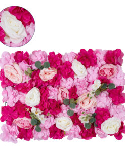 GloboStar® GloboStar® Artificial Garden ROSALIE 78335 Τεχνητό Διακοσμητικό Πάνελ Λουλουδιών - Κάθετος Κήπος σύνθεση Ροζαλί Μ60 x Π40 x Υ6cm