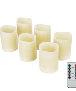 GloboStar® GloboStar® WISHFULL 79566 ΣΕΤ 6 Διακοσμητικών Realistic Κεριών Παραφίνης με LED Εφέ Κινούμενης Φλόγας - Μπαταρίας & Ασύρματο Χειριστήριο IR Σχέδιο Λιωμένο Κερί Θερμό Λευκό 2700K Dimmable
