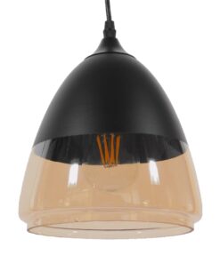 GloboStar® GLOBOSTAR® OLIVER 10001231 Vintage Κρεμαστό Φωτιστικό Οροφής με Ντουί 1 x E27 AC 220-240V IP20 - Μαύρο & Μελί - Μ20 x Π20 x Υ21cm