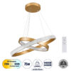 GloboStar® GLOBOSTAR® DIAMOND DUO 61151-DECO Μοντέρνο Κρεμαστό Φωτιστικό Οροφής LED 75W 8743lm 360° AC 220-240V IP20 Ρυθμιζόμενο Λευκό CCT με Χειριστήριο από 2700K έως 6000K Dimmable - Lumileds SMD Chip - Χρυσό Βούρτσας - Μ60 x Π60 x Υ40cm - 3 Χρόνια Εγγύηση