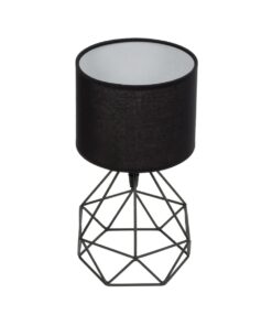 GloboStar® GloboStar® SHAPE 202-0059 Μοντέρνο Eπιτραπέζιο Φωτιστικό Πορτατίφ Μονόφωτο 1 x E27 IP20 Μαύρο Μέταλλο με Μαύρο Ύφασμα - Μ16 x Π16 x Υ30cm
