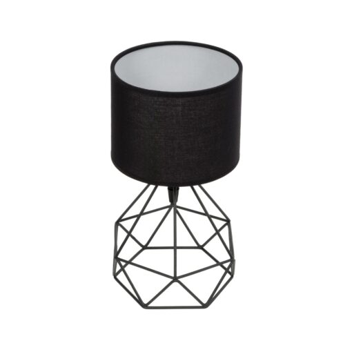 GloboStar® GloboStar® SHAPE 202-0059 Μοντέρνο Eπιτραπέζιο Φωτιστικό Πορτατίφ Μονόφωτο 1 x E27 IP20 Μαύρο Μέταλλο με Μαύρο Ύφασμα - Μ16 x Π16 x Υ30cm