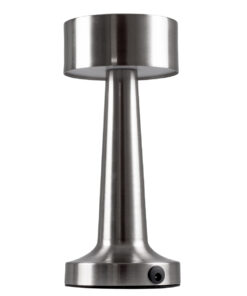 GloboStar® GloboStar® BELLA 76504 Επαναφορτιζόμενο Επιτραπέζιο Φωτιστικό Πορτατίφ LED 1.5W 105lm 120° DC 5V IP44 Θερμό Λευκό 2700K Dimmable Ασημί Αλουμίνιο - Μ9 x Π9 x Υ21cm - 2 Xρόνια Εγγύηση
