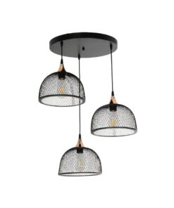 GloboStar® GLOBOSTAR® FLICKA 201-0113 Vintage Κρεμαστό Φωτιστικό Οροφής με Ντουί 3 x E27 AC 220-240V IP20 - Μαύρο & Χάλκινο - Μ55 x Π55 x Υ65cm