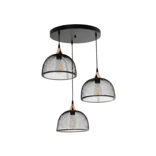 GloboStar® GLOBOSTAR® FLICKA 201-0113 Vintage Κρεμαστό Φωτιστικό Οροφής με Ντουί 3 x E27 AC 220-240V IP20 - Μαύρο & Χάλκινο - Μ55 x Π55 x Υ65cm