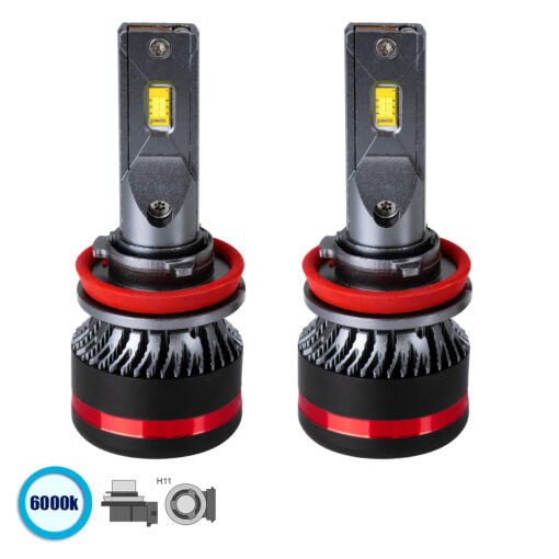 GloboStar® GloboStar® 82087 H11 HL Line KIT Βασικού Φωτισμού Αυτοκινήτου & Φορτηγού 3rd Generation Can-Bus Extreme Series LED CREE CXB COB 100W 24000lm DC 9-32V Αδιάβροχο IP67 Ψυχρό Λευκό 6000K