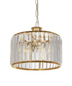 GloboStar® GLOBOSTAR® GLAMOROUS 203-0094 Κλασικό Κρεμαστό Φωτιστικό Οροφής με Ντουί 3 x E27 AC 220-240V IP20 - Χρυσό & Διάφανο - Μ28 x Π28 x Υ21.5cm