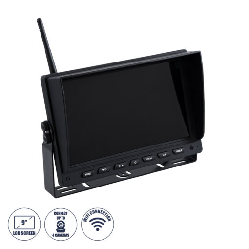 GloboStar® GloboStar® 86069 Έγχρωμη Οθόνη 9" WiFi για Αυτοκινητο - Φορτηγό DC 12-24V - για Σύνδεση έως 4 WiFi Κάμερες 1080P HD Οπισθοπορείας - Μαύρο