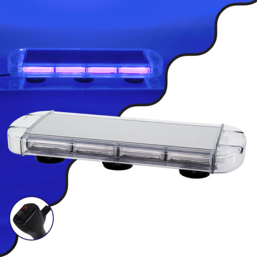 GloboStar® GloboStar® 85182 PRO Series Φάρος Σήμανσης Οχήματος Αστυνομίας για Αυτοκίνητα & Φορτηγά 6 Προγραμμάτων Φωτισμού STROBE LED COB 100W DC 10-30V Αδιάβροχος IP66 Μπλε