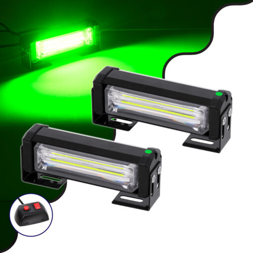 GloboStar® GloboStar® 85025 PRO Series ΣΕΤ 2 x Μπάρες Σήμανσης Οχήματος Πυροσβεστικής για Αυτοκίνητα & Φορτηγά 13 Προγραμμάτων Φωτισμού STROBE LED CREE CXB COB 18W DC 10-30V Αδιάβροχο IP65 Πράσινο