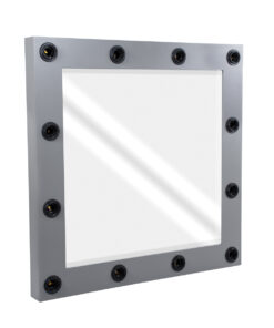 GloboStar® MAKEUP MIRROR-80x80-6 Μοντέρνος Καθρέπτης Μακιγιάζ με Πλαίσιο Φυσικού Ξύλου με Διακόπτη On/Off 12 x E27 AC220-240V - Μ80 x Π7 x Υ80cm - Γκρι Ανθρακί 14 683e3b 80x80 5