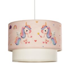 GloboStar® GLOBOSTAR® PONY 204-0016 Παιδικό Κρεμαστό Φωτιστικό Οροφής με Ντουί 1 x E27 AC 220-240V IP20 - Ροζ - Μ30 x Π30 x Υ24cm