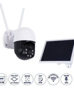 GloboStar® GloboStar® 86055 Αυτόνομη Ηλιακή IP Camera 1080P 2MP WiFi 350° Μοιρών - 3200mAh - Φωτοβολταϊκό Πάνελ - Νυχτερινή Όραση με LED IR - Ανιχνευτή Κίνησης - Νυχτερινή Λήψη - Αδιάβροχη IP66 - Λευκό