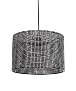 GloboStar® GLOBOSTAR® CLAIRIE 203-0136 Μοντέρνο Κρεμαστό Φωτιστικό Οροφής με Ντουί 1 x E27 AC 220-240V IP20 - Μαύρο & Λευκό - Μ30 x Π30 x Υ22cm