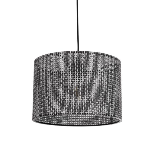 GloboStar® GLOBOSTAR® CLAIRIE 203-0136 Μοντέρνο Κρεμαστό Φωτιστικό Οροφής με Ντουί 1 x E27 AC 220-240V IP20 - Μαύρο & Λευκό - Μ30 x Π30 x Υ22cm