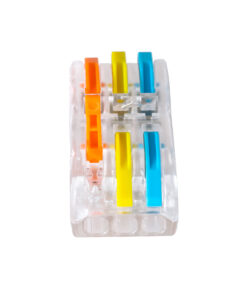 GloboStar® FAST-CONNECT 69908 Τριπλή Κλέμα Ταχείας Σύνδεσης & Διακλάδωσης Καλωδίων - 3 x Είσοδοι & 3 x Έξοδοι με Συμβατή Διατομή Καλωδίων 0.08mm² έως 2.5mm² - 250V/4KV 32A Max - Μ4 x Π4 x Υ1.5cm - Διάφανο με Πορτοκαλί, Κίτρινο & Μπλε - Πακέτο 5 Τεμαχίων - 5 Years Warranty 8 69908 3